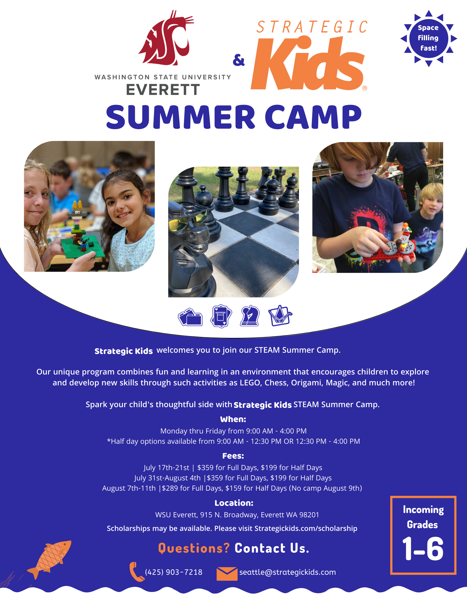 Everett Chess + LEGO Summer combo camps at WSU Everett 2023